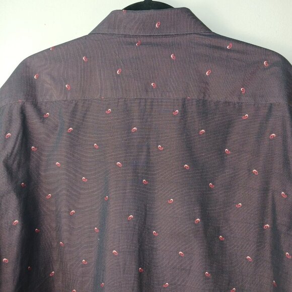 ROBERT GRAHAM BUTTON DOWN SHIRT, FLIP CUFF, DEEP WINE WITH PAISLEY DESIGN XL - Picture 6 of 8